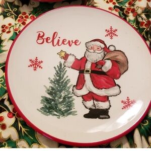 Peppermint and Pine Christmas Santa Claus appetizer plates set of 4 nwt
